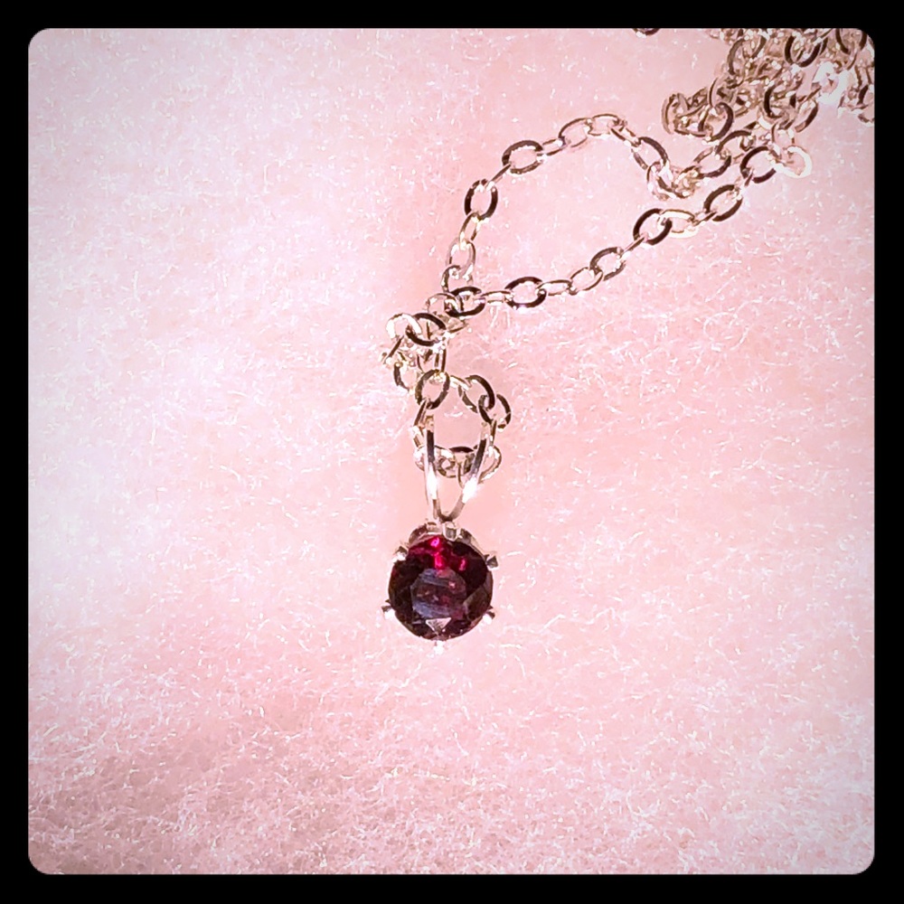 Garnet solitaire necklace